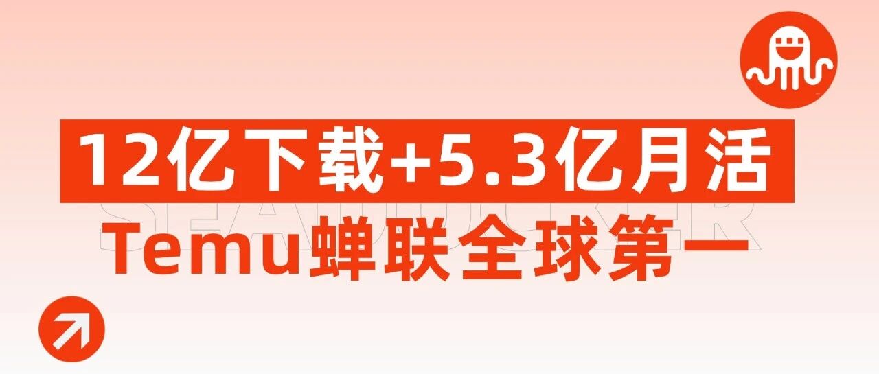 12亿下载+5.3亿月活！海外拼多多Temu，蝉联全球第一！